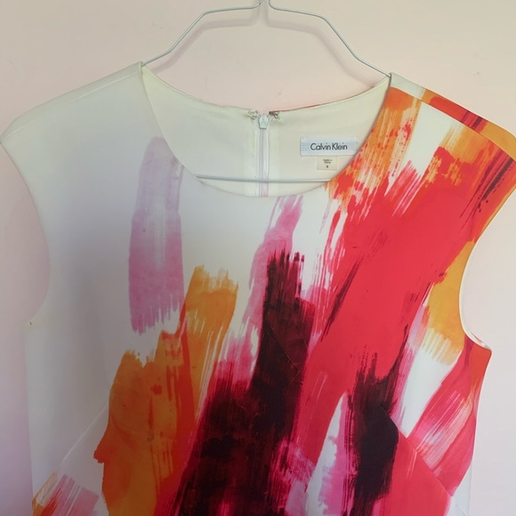 (Size 8) 🦋Calvin Klein Bright Pink/White Dress - Picture 3 of 10